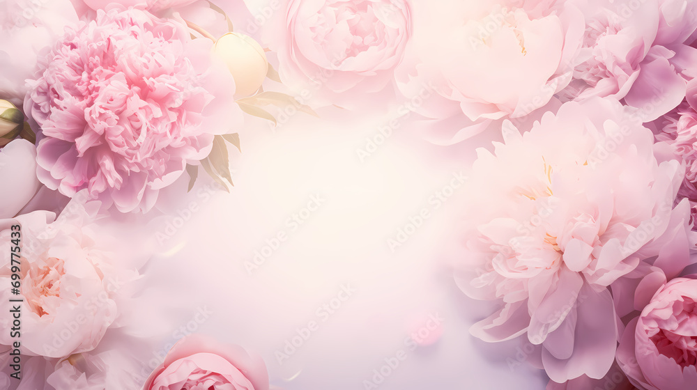 Valentine's Day flower frame with roses, Valentine's Day background with decorative floral background with copy space