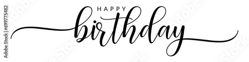 Happy birthday – Calligraphy brush text banner with transparent background.