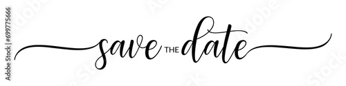 Save the date – Calligraphy brush text banner with transparent background. photo