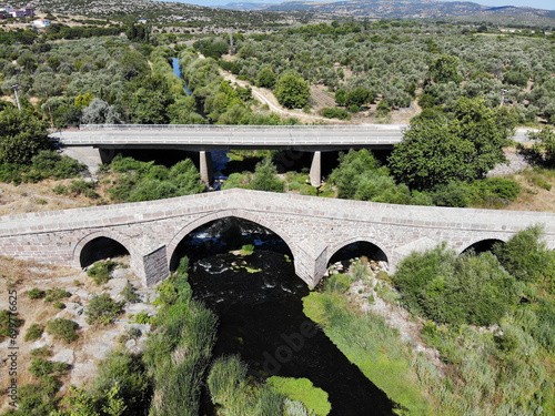 Located in Canakkale, Turkey, Hudavendigar Bridge was built in the 14th century. photo