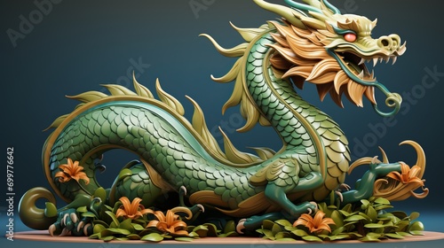 Green dragon  symbol of Chinese New Year 2024