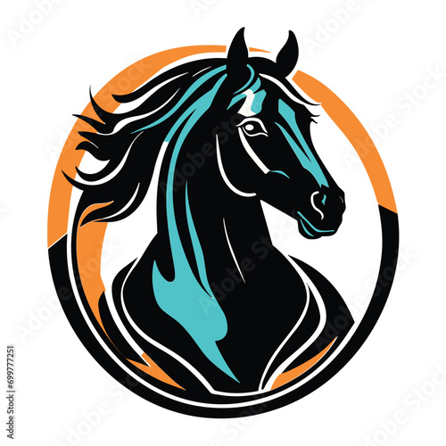 Black silhouette of horse head logo icon vector design isolated look