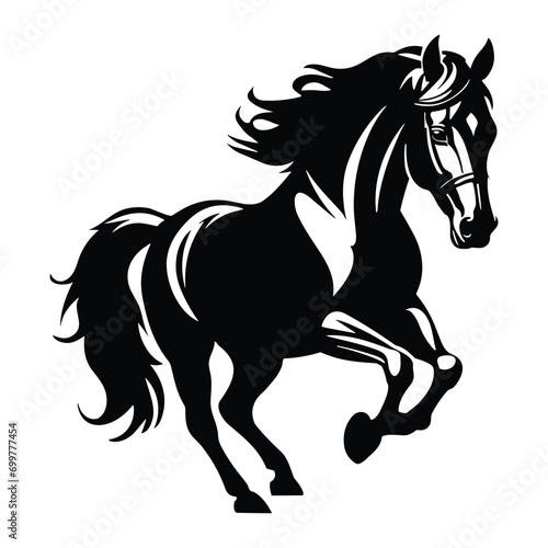 Fototapeta Naklejka Na Ścianę i Meble -  Black running horse silhouette isolated on white