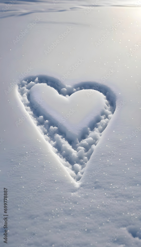 Heart Shape Imprinted in Fresh Snow