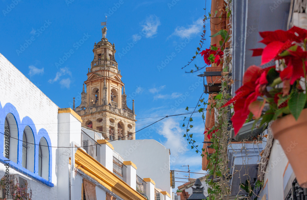 Obraz premium Giralda it's the name given to the bell tower of the Cathedral of Santa Maria de la Sede of the city of Seville, in Andalusia, Spain.