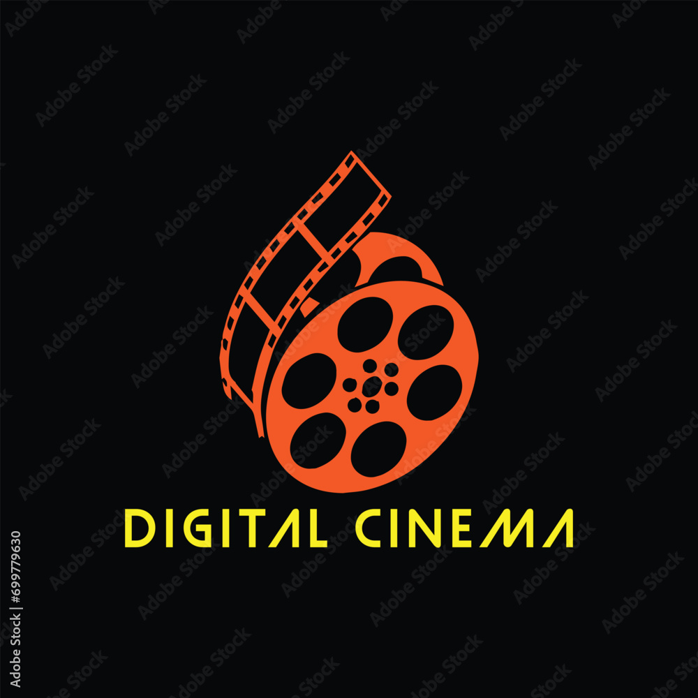 digital movies cinema logo design vector
