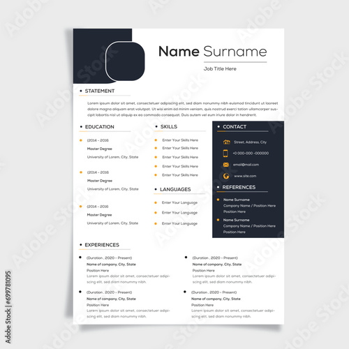 Creative Resume CV Template - White and Blue