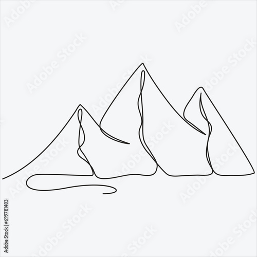 Continuous line hand drawing vector illustration mountain art