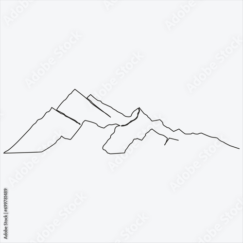 Continuous line hand drawing vector illustration mountain art