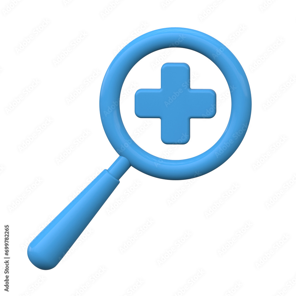 3D magnifying glass with lens on white background. Researching and education concept. Lupe for zoom and analyze. Render solid illustration 3D magnifying glass with lens on white background. Researching and education concept. Lupe for zoom and analyze. Render solid illustration