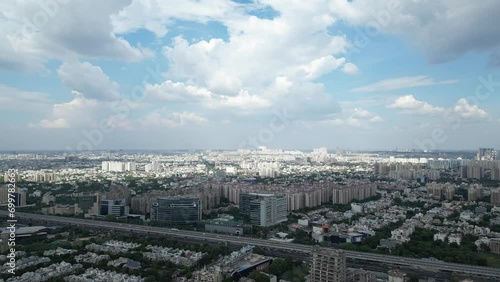 City houses drone Timelapse 