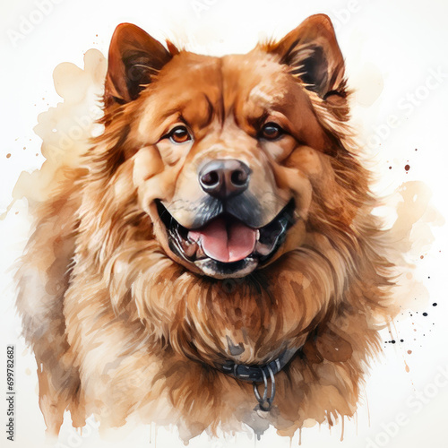 watercolor Chow Chow clipart, Generative Ai photo