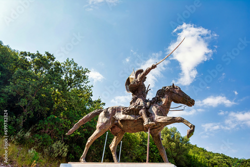 Impressive and imposing statue of Theodoros Kolokotronis in Ramovouni, Messinia photo