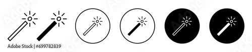 Retouch magic wand steak button  icon illustration thin line set sign