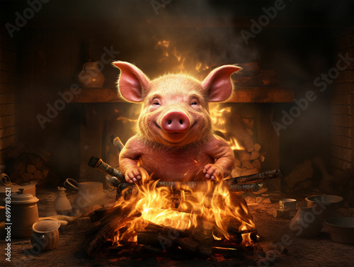 pig in the fire