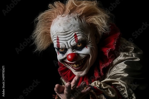 Terrifying Horror Clown Portrait. Evil and Fear Concept