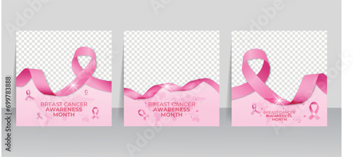 Breast cancer social media post web banner layout design vector illustrator 