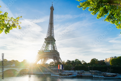 Eiffel Tower landmark from Trocadero at sunrise, Paris, France © neirfy