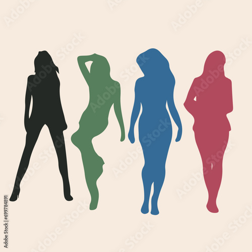 Silhouette of modern model actor Flat vector stock illustration. Young people concept for Modern illustration