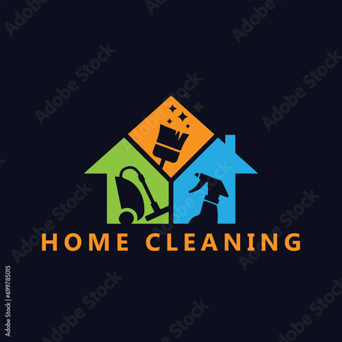 home roof cleaning logo design vector