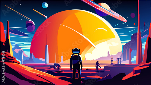 Space exploration vektor icon illustation