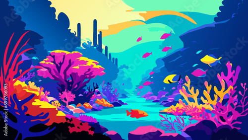 Underwater coral reef vektor icon illustation