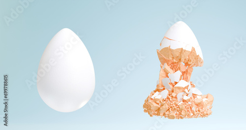 Tablou pe pânză 3d abstract illustration of a white egg collapsing