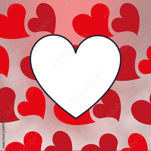 White colour empty Heart Surrounded by Red Hearts  Exclusive Valentine s Day Template  valentine background with hearts