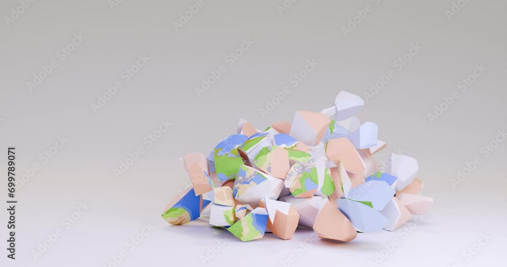3d animation of the destruction of the stylized planet earth. The concept of disturbance of the natural balance, earthquakes, global warming, destruction of the ozone layer, eco-system, depletion of 3d animation of the destruction of the stylized planet earth. The concept of disturbance of the natural balance, earthquakes, global warming, destruction of the ozone layer, eco-system, depletion of