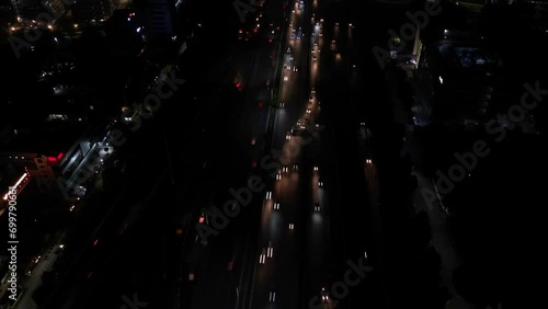 Night skyline drone hyperlapse of city photo