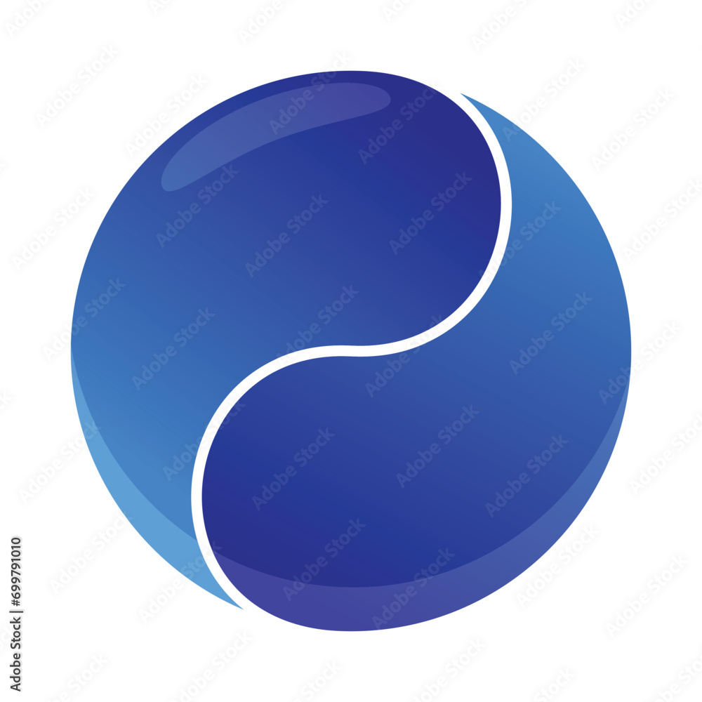 Yin yang logo symbol with blue gradient Yin yang logo symbol with blue gradient