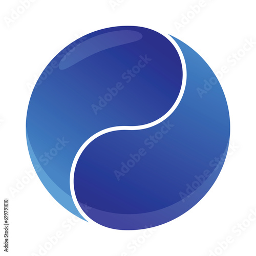 Yin yang logo symbol with blue gradient