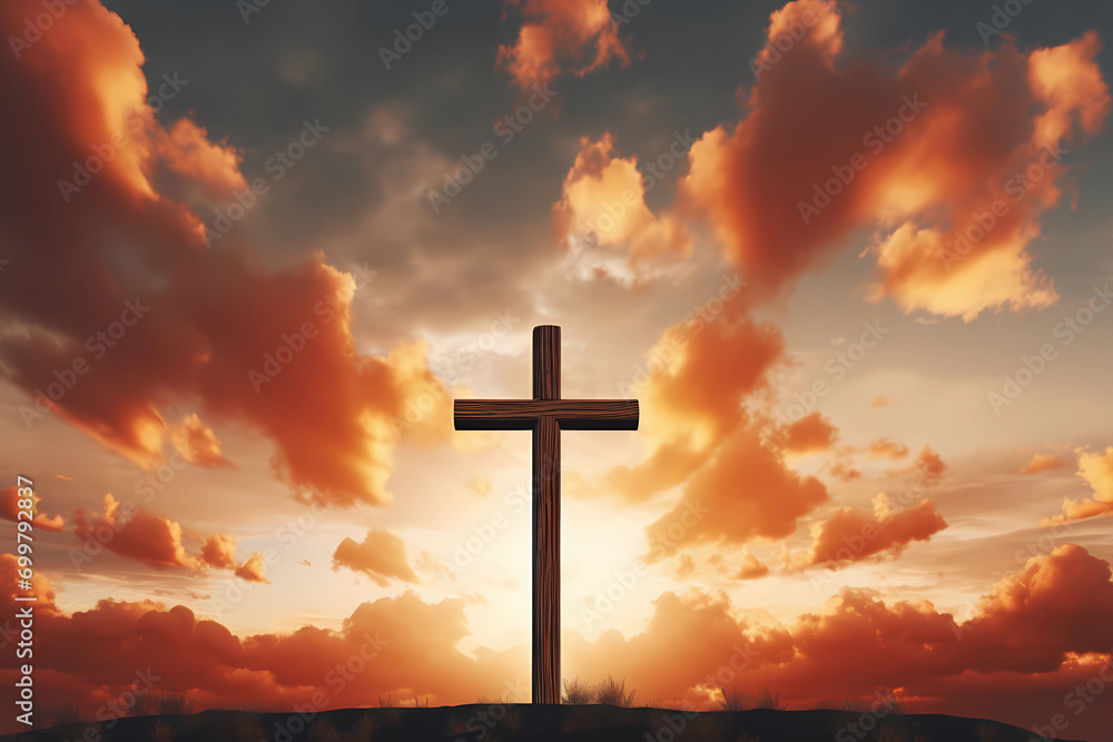 cross with sunset sky cross with sunset sky