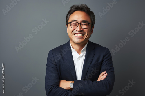 Japanese Male Psychologist: Warm and Welcoming in Semi-Formal Attire