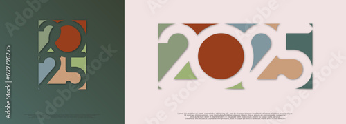 Happy new year  - best wishes 2025 with colorful truncated number. Perfect vector for poster,  banner, greeting and new year 2025 celebration.