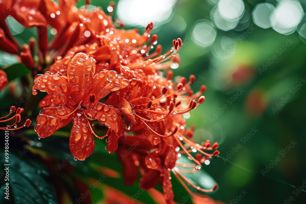 Exquisite Water Droplets Amidst Exotic Jungle Plants Exquisite Water Droplets Amidst Exotic Jungle Plants