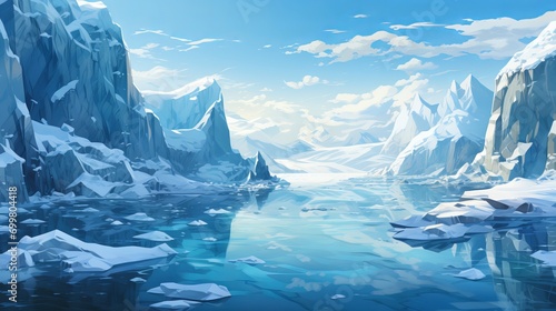 Wallpaper Mural Global warming and climate change concept. Winter landscape with melting glaciers and icebergs. Torontodigital.ca