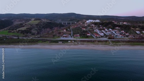 Drone shot of the coast of Nea Kerdylia, Greece