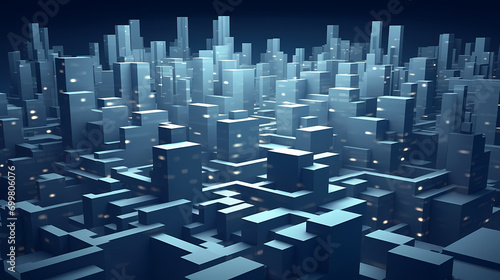 Blueprint of Tranquility: The Cuboid City Under a Starless Sky photo