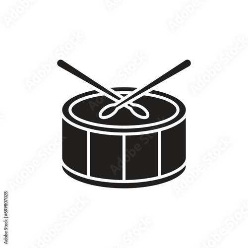Drum and drumstick icon design, isolated on white background, vector illustration