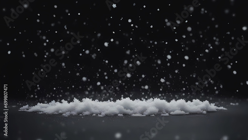 Falling Christmas snow on black background