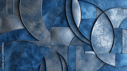 Abstract circular pattern and texture in blue and gray