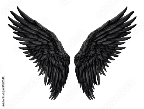Black angel wings isolated on white or transparent background © Nazmus