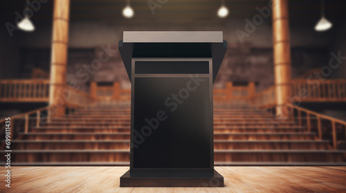 mockup of a plain technology conference podium