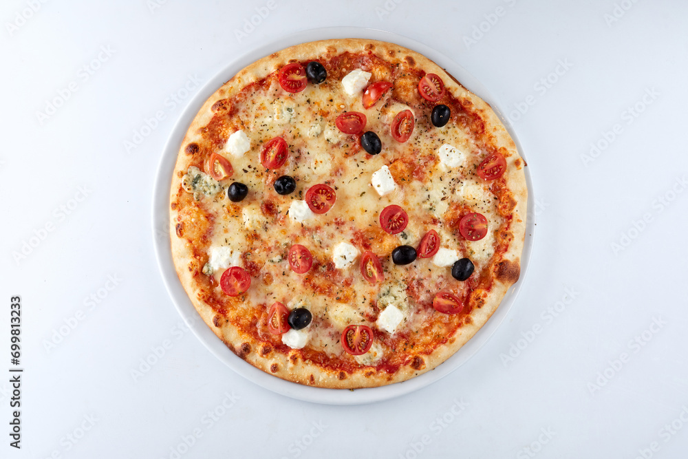 italian pizza on the white plate italian pizza on the white plate