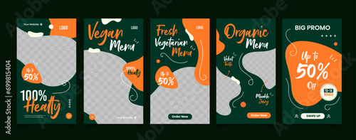 Flat social media feed story collection for Vegan Menu