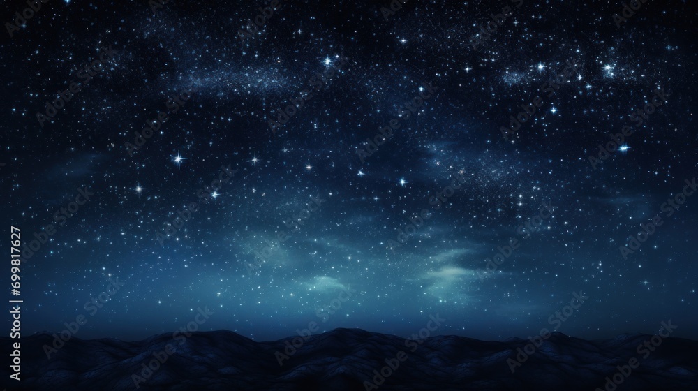 Fototapeta premium a night sky full of stars with mountains in the foreground and a distant mountain range in the foreground.