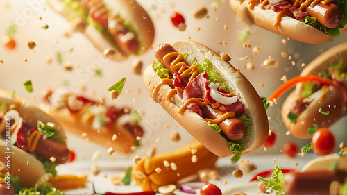 banner flying hot dog fast food photo