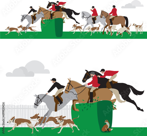 Two fox hunting scenes