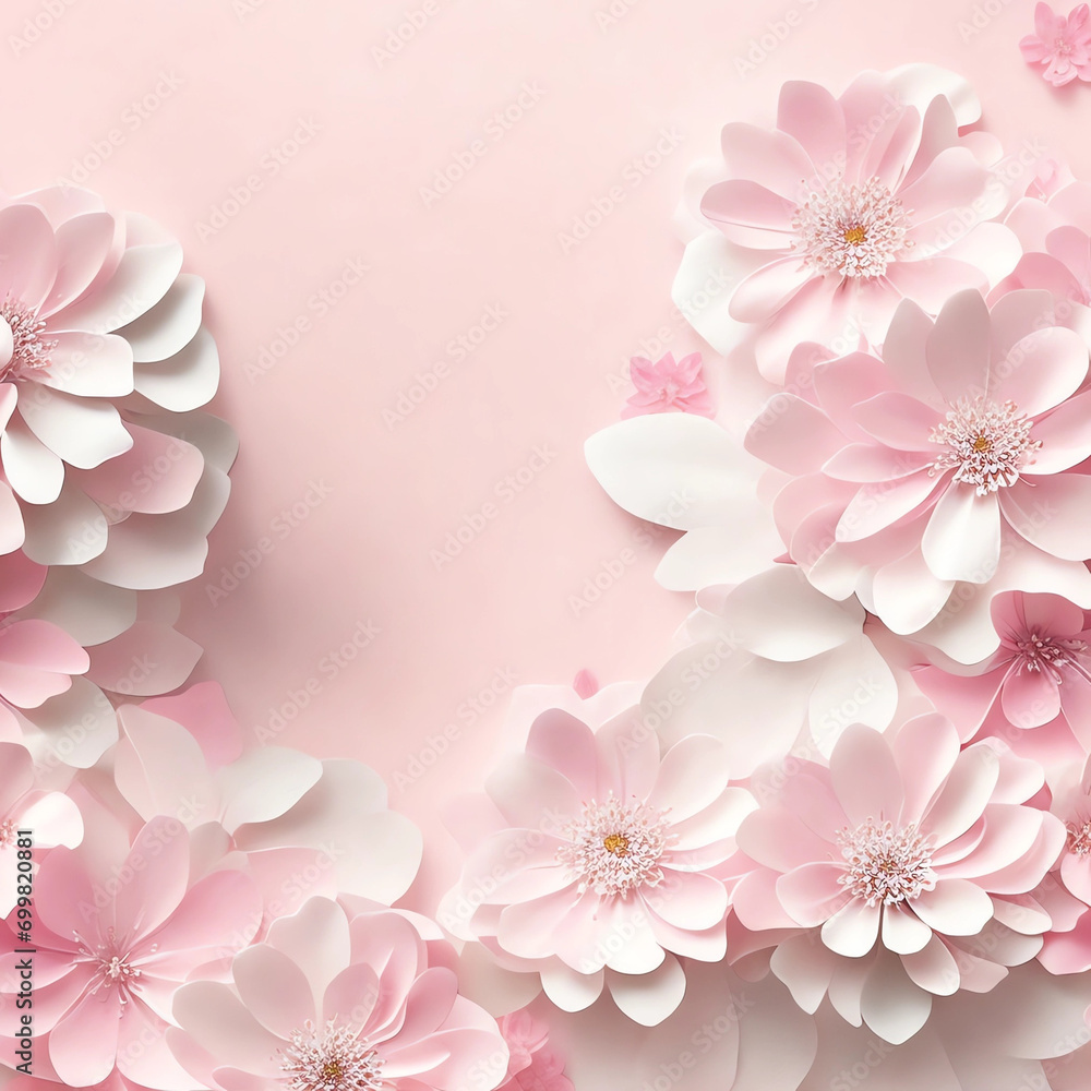 Paper flowers pastel background with copy space Paper flowers pastel background with copy space